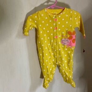 Carter’s NWOT sleeper footie yellow with white dots & pink bows